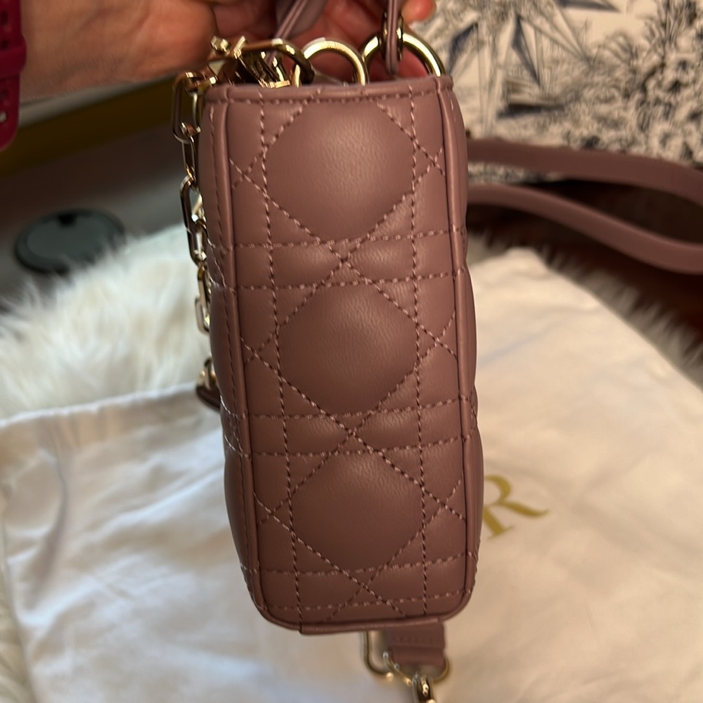 Dior Medium Lady D-Joy Bag Peony Pink Cannage Lambskin NWT Shoulder/Crossbody - Picture 4 of 17